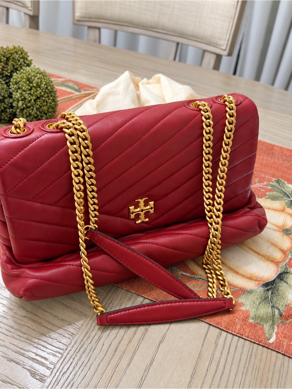 Tory Burch Red Quilted Leather Chain-strap Shoulder Bag